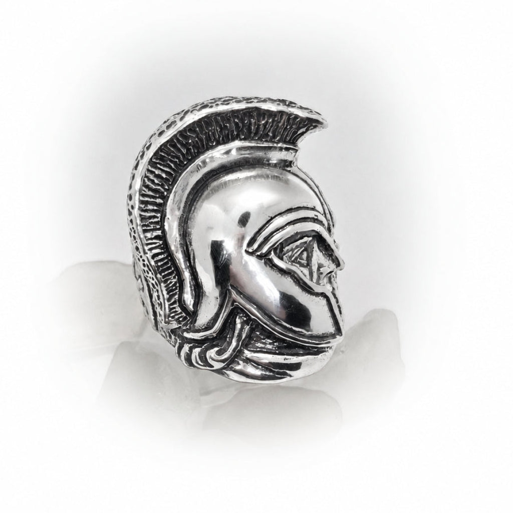 Trojan Warfarer Helmet of Achilles Sterling Silver Ring V2 By Tigrani
