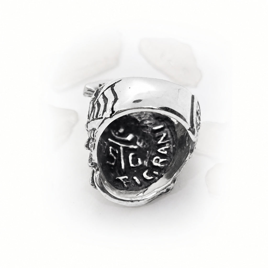 Trojan Warfarer Helmet of Achilles Sterling Silver Ring V2 By Tigrani