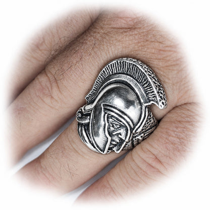 Trojan Warfarer Helmet of Achilles Sterling Silver Ring V2 By Tigrani