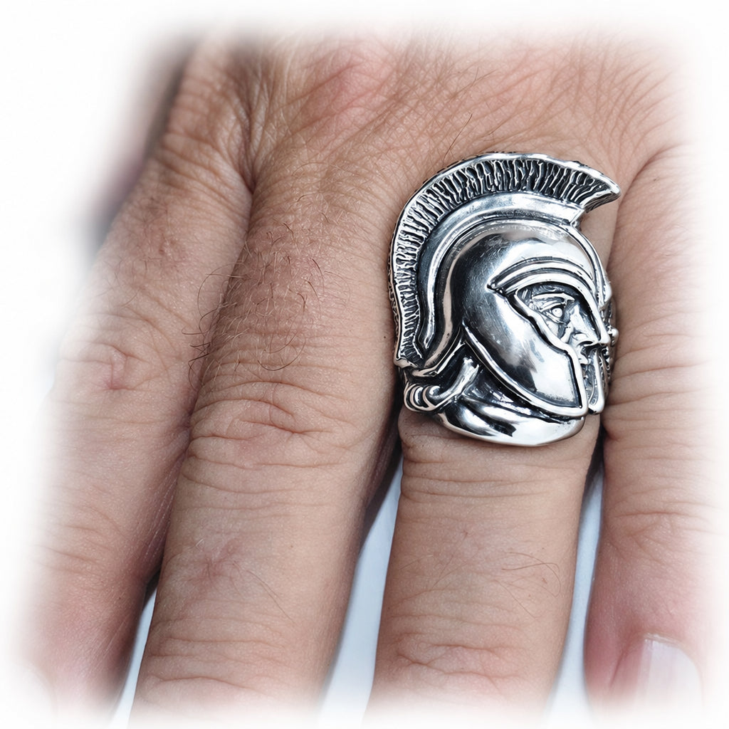 Trojan Warfarer Helmet of Achilles Sterling Silver Ring V2 By Tigrani