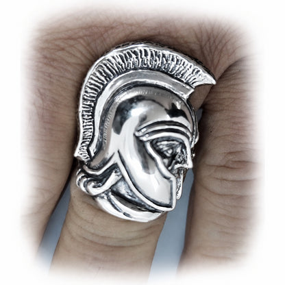 Trojan Warfarer Helmet of Achilles Sterling Silver Ring V2 By Tigrani