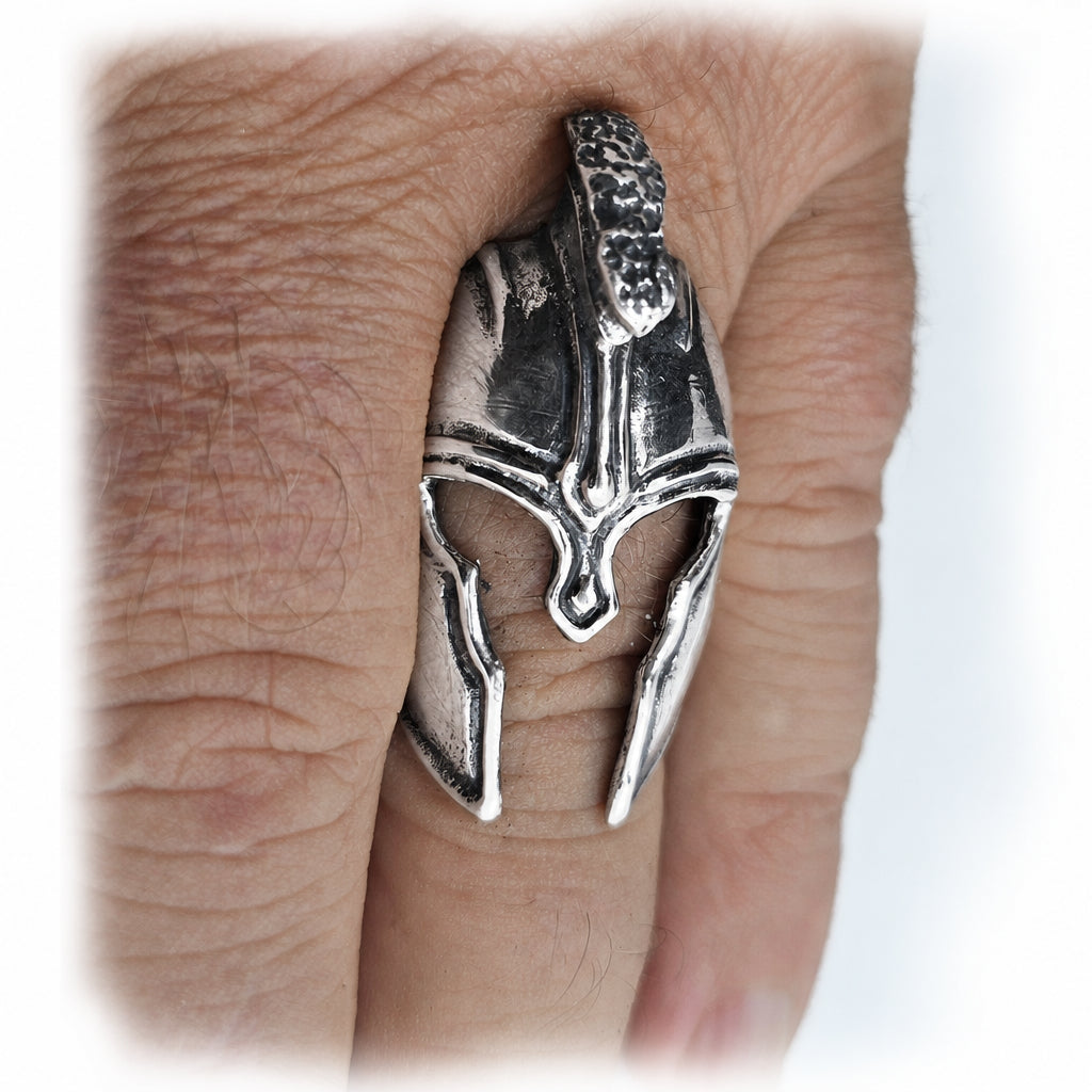 Trojan Warfarer Helmet of Achilles Sterling Silver Ring V1