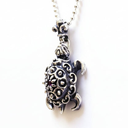 Turtle Ruby Silver Pendant