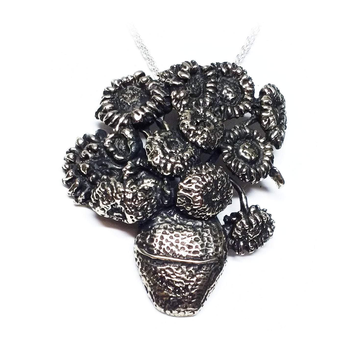 Van Gogh Sunflowers Silver Pendant