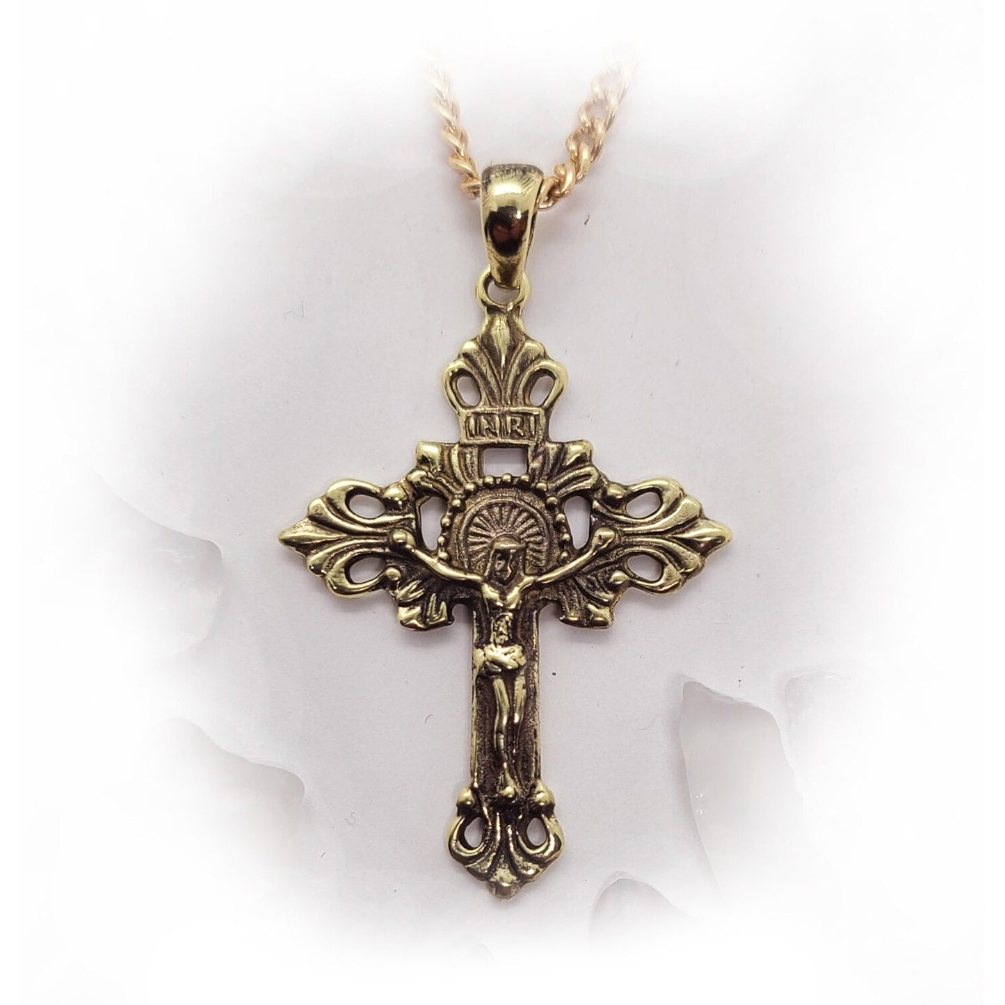 Vintage Cross with Jesus Christ 18kt Gold Pendant