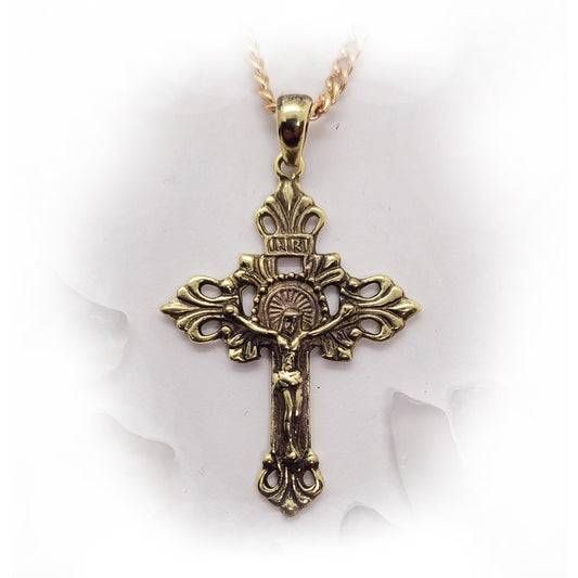 Vintage Cross with Jesus Christ 18kt Gold Pendant