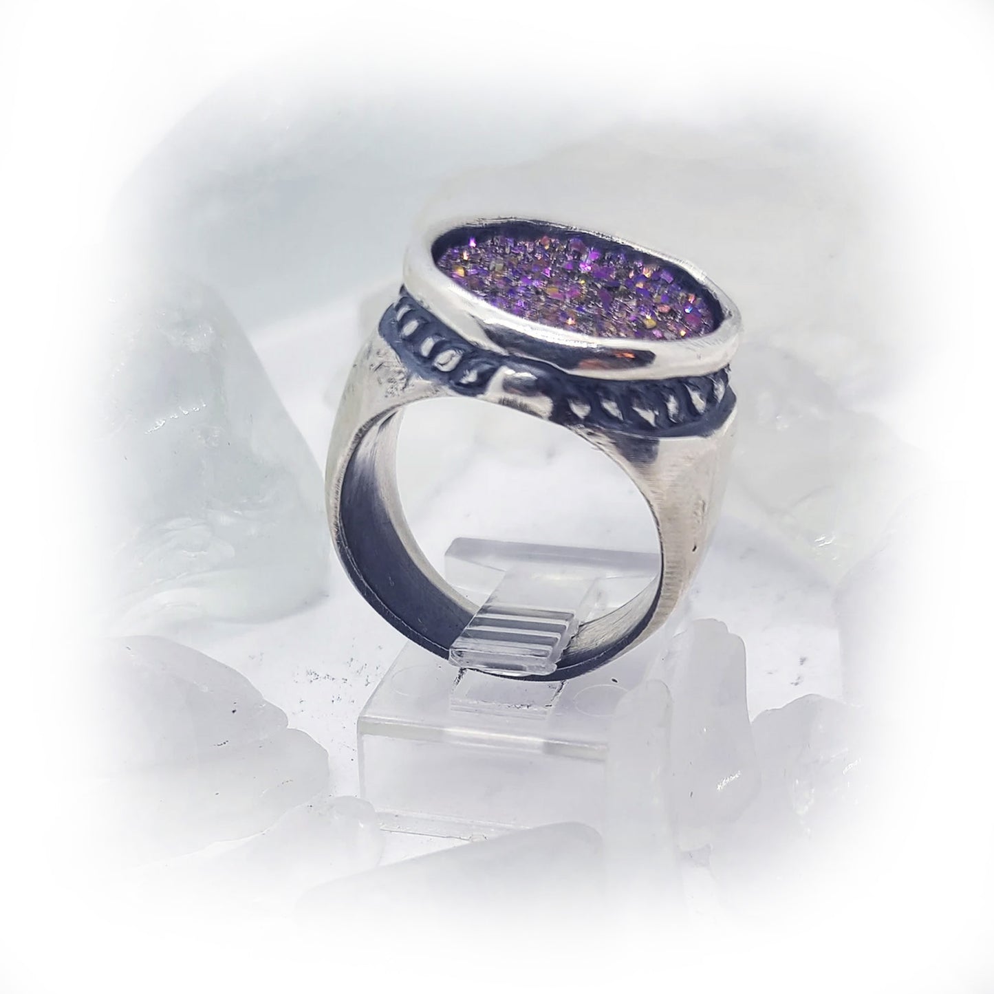 Vintage Sterling Silver Ring with Natural Purple Stone