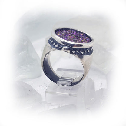 Vintage Sterling Silver Ring with Natural Purple Stone