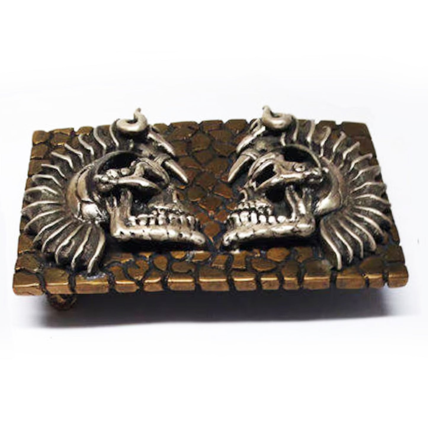 Warrior Skulls Gargo Bronze and Silver Belt Buckle