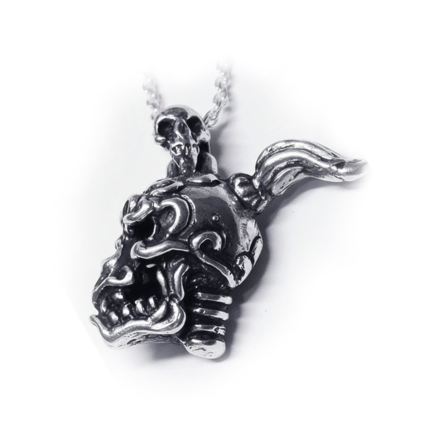 Warrior Skull Fighter Sterling Silver Pendant