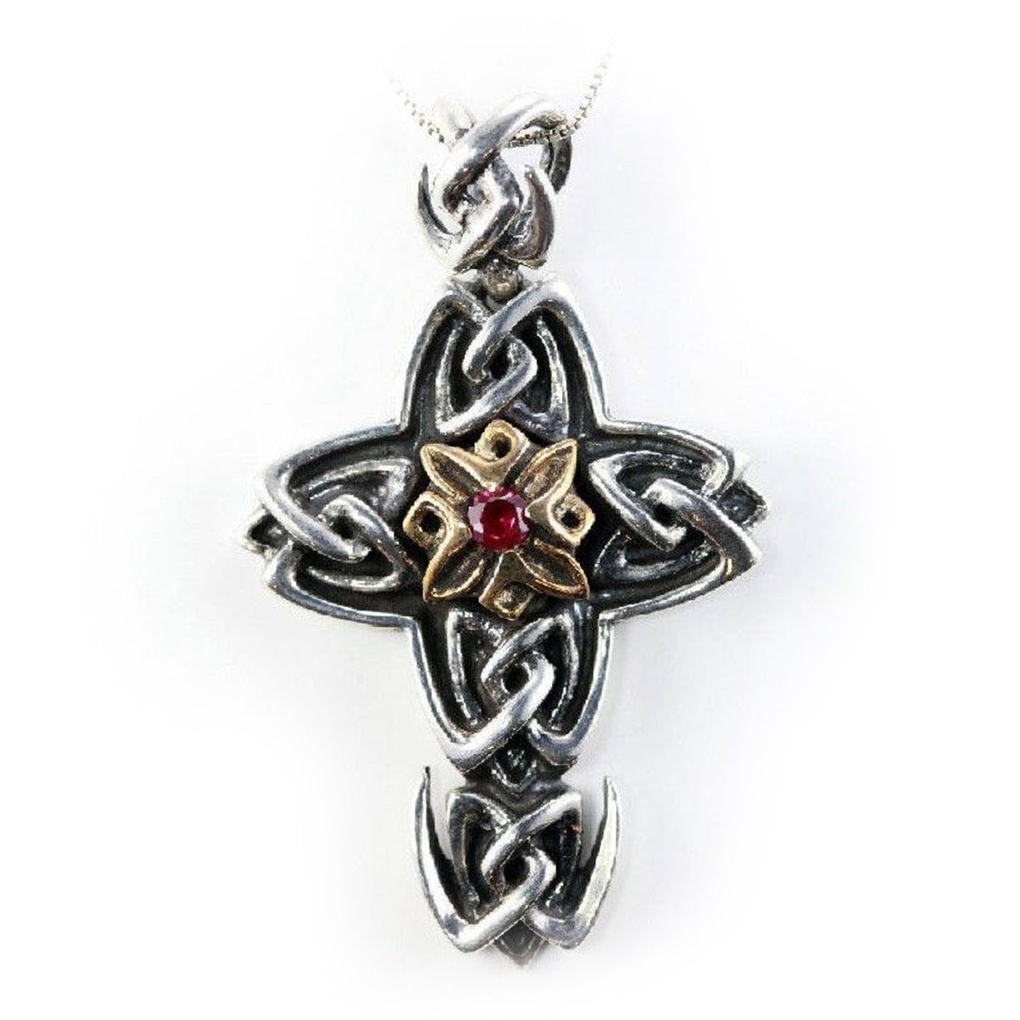 Wavy Sterling Silver and Bronze Cross Pendant