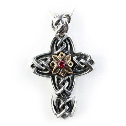 Wavy Sterling Silver and Bronze Cross Pendant