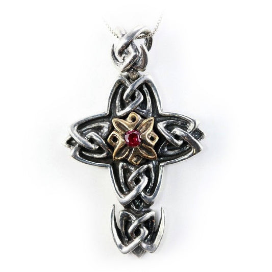 Wavy Sterling Silver and Bronze Cross Pendant