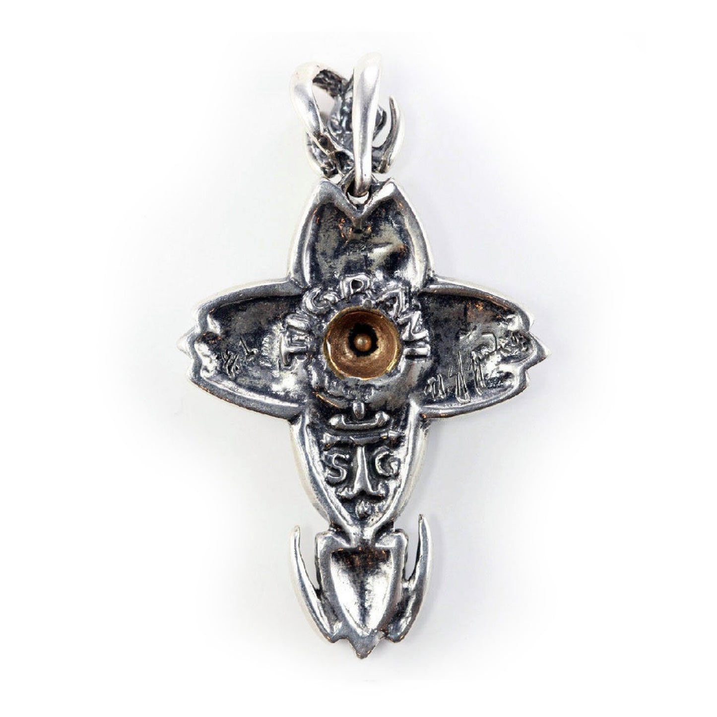 Wavy Sterling Silver and Bronze Cross Pendant
