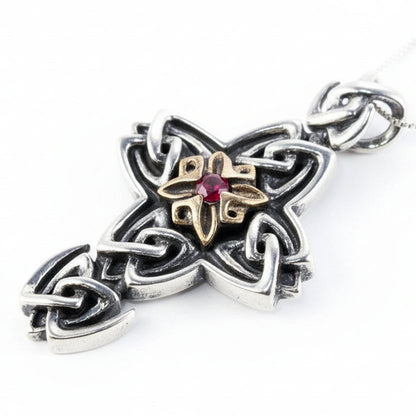Wavy Sterling Silver and Bronze Cross Pendant