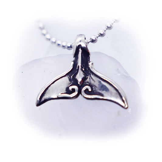 Whale Tail with Design Sterling Silver Pendant