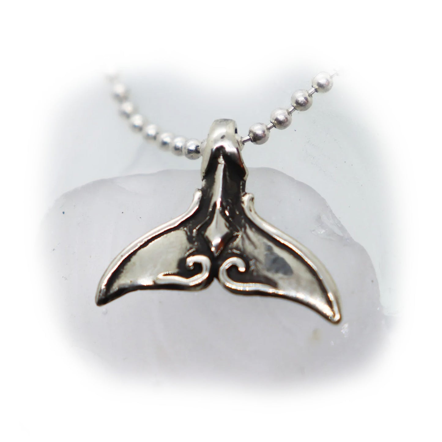 Whale Tail with Design Sterling Silver Pendant