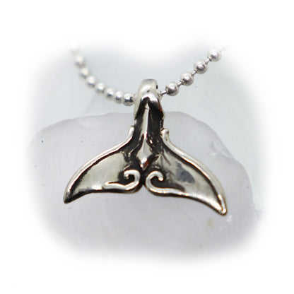 Whale Tail with Design Sterling Silver Pendant