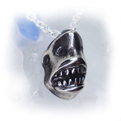 White Shark Face Sterling Silver Pendant