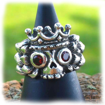 Winged King’s Skull Sterling Silver Ring