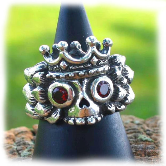 Winged King’s Skull Sterling Silver Ring