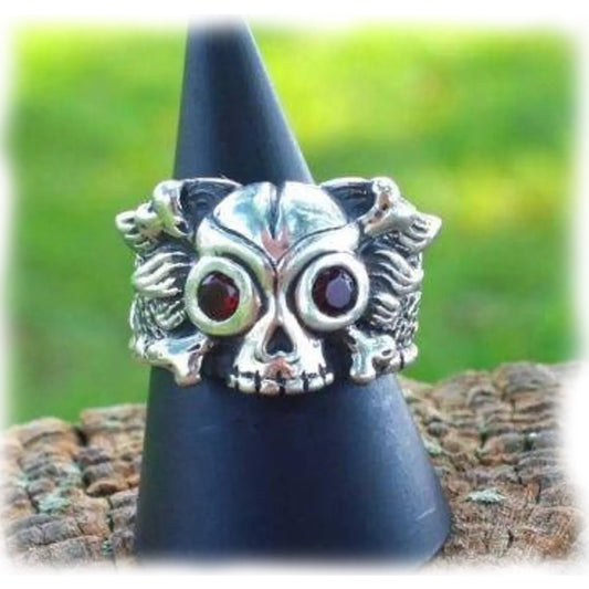 Winged Skull & Crossbones Sterling Silver Ring