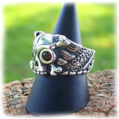 Winged Skull & Crossbones Sterling Silver Ring