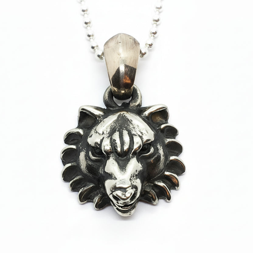 Wolf Head Sterling Silver Pendant