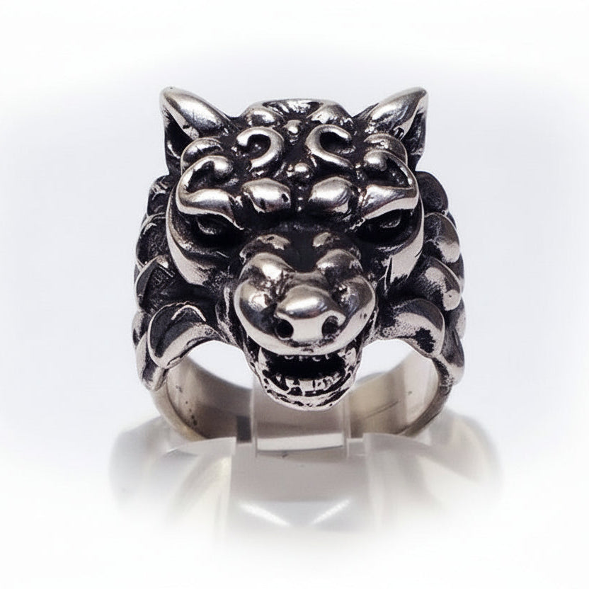 Wolf angry sterling Silver Ring