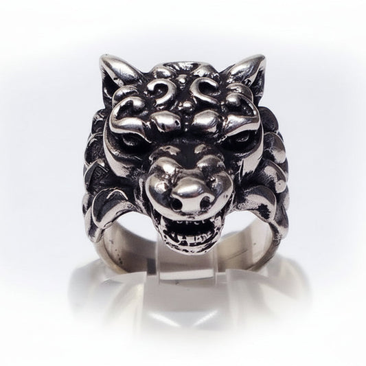Wolf angry sterling Silver Ring