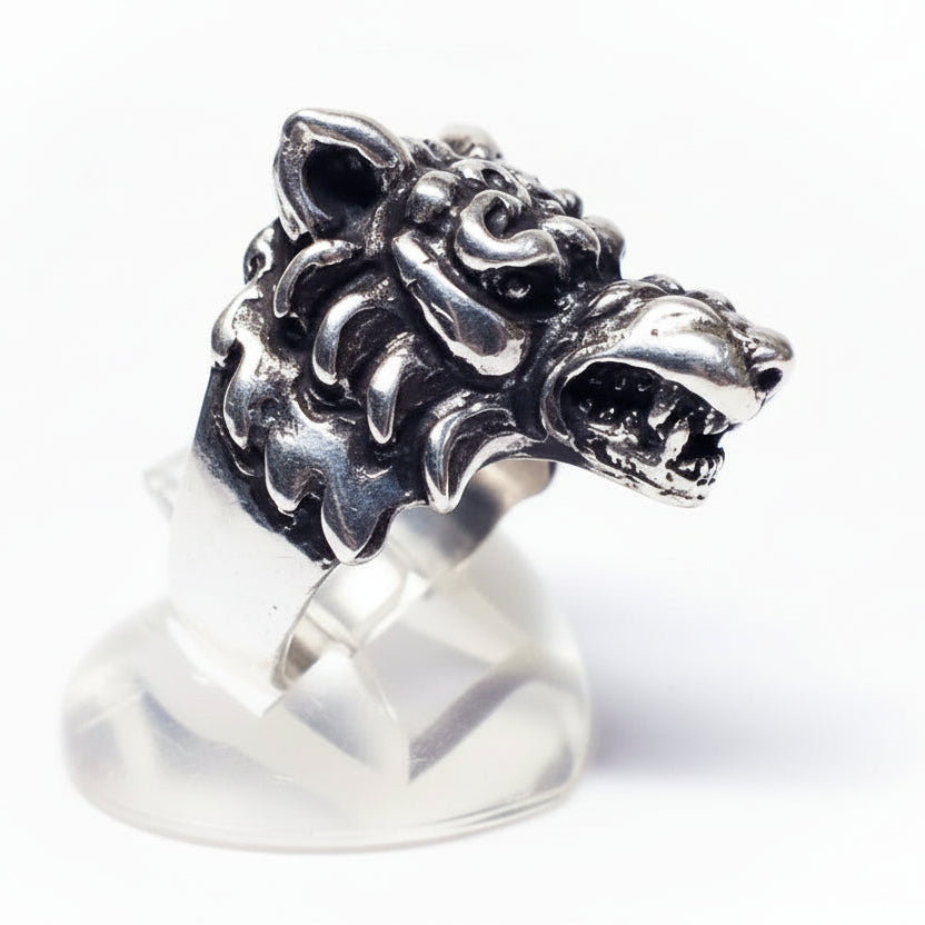 Wolf angry sterling Silver Ring