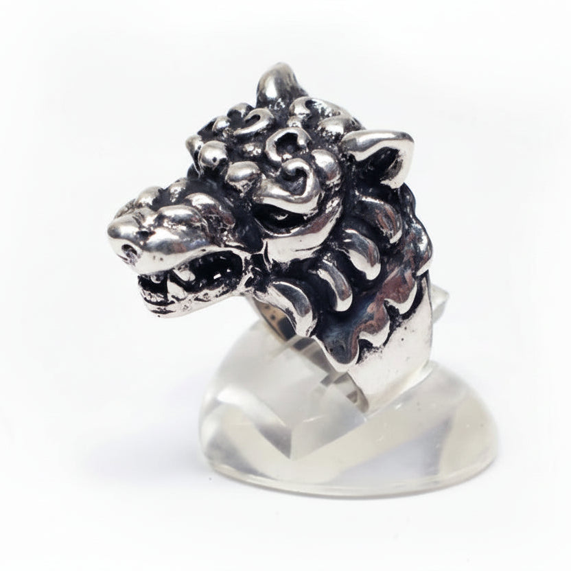 Wolf angry sterling Silver Ring