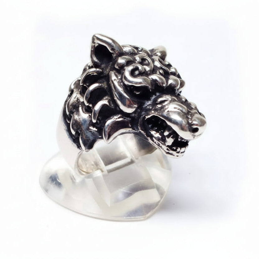 Wolf angry sterling Silver Ring