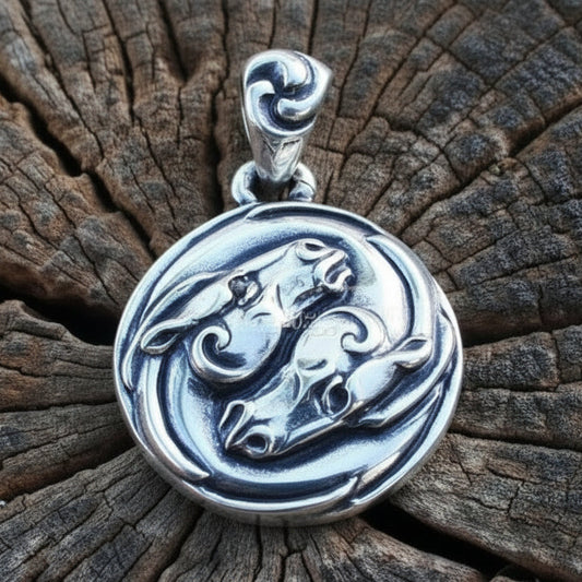 Yin - Yang Horse Spirit Sterling Silver Pendant