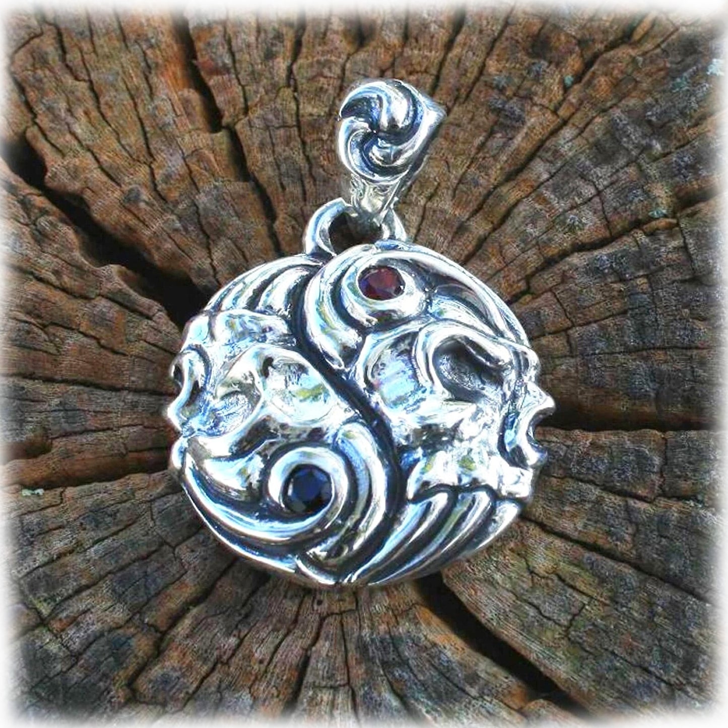 Yin -Yang Skulls Sterling Silver Pendant