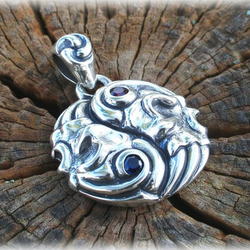 Yin -Yang Skulls Sterling Silver Pendant