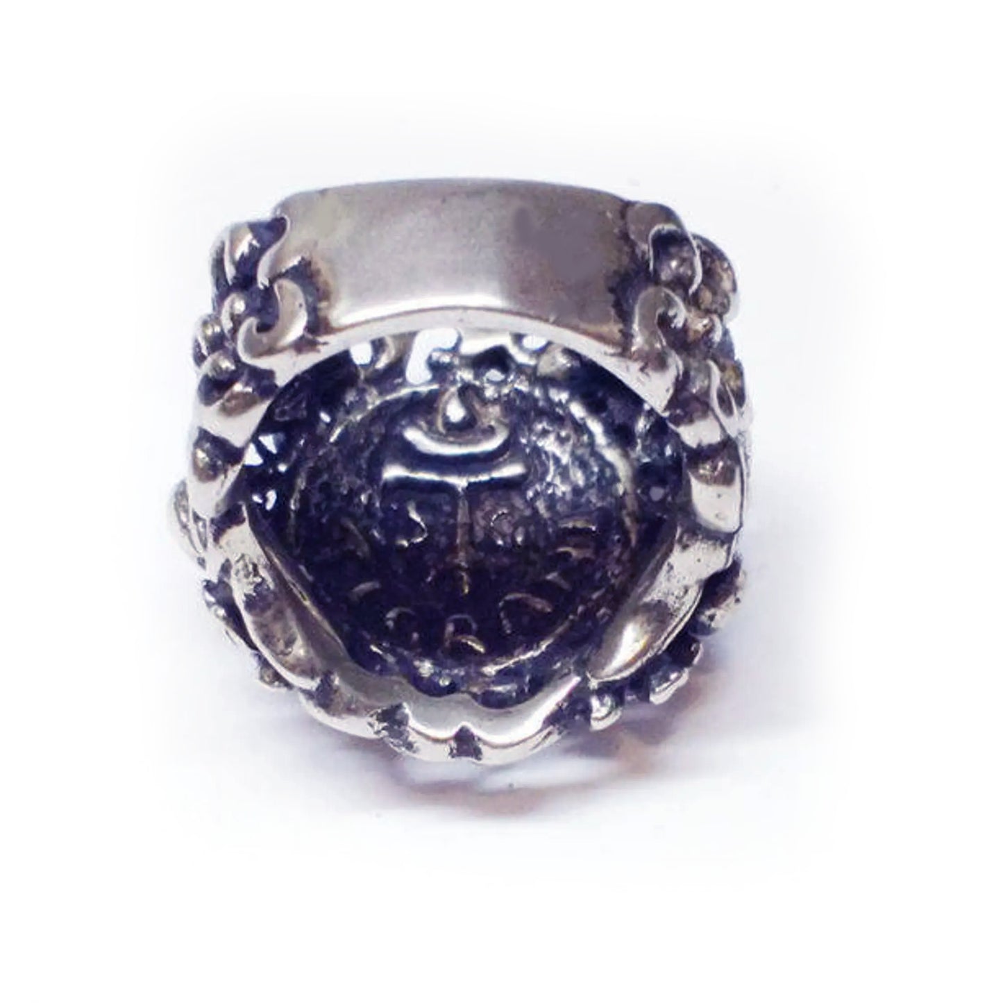 Yin-Yang With Flowers Sterling Silver Ring