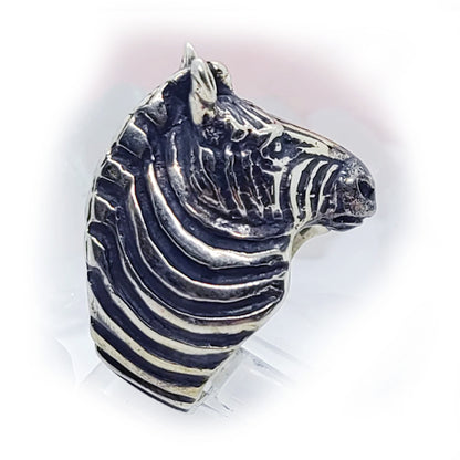 Zebra Sterling Silver Ring