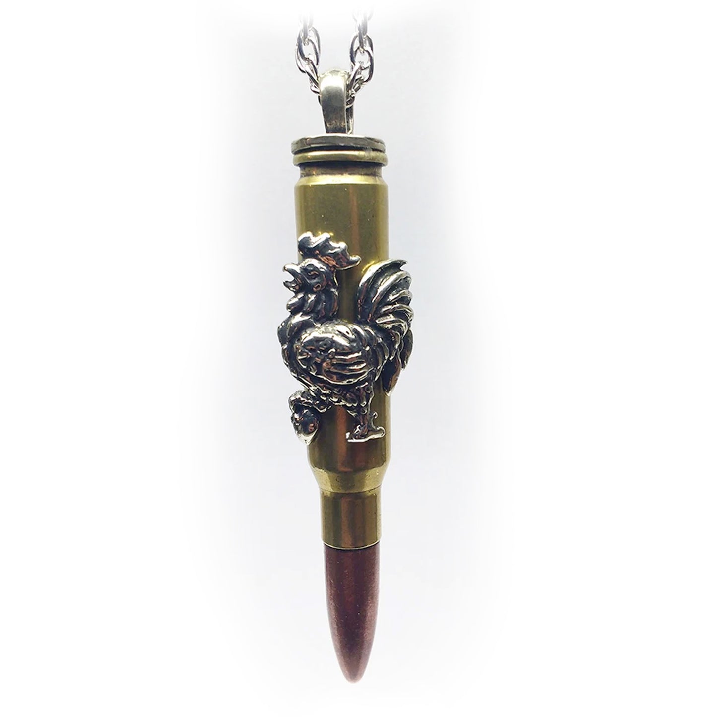 Rooster Year Zodiac Love Bullet Silver Pendant