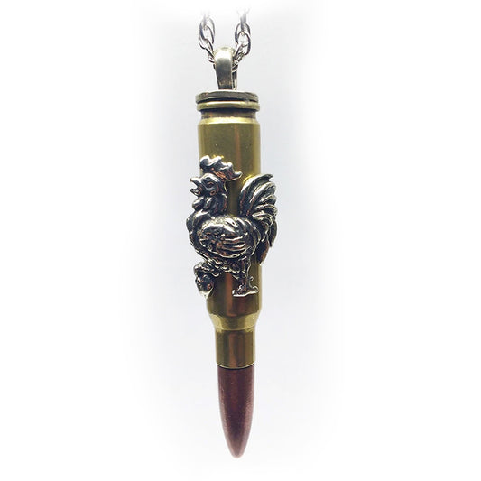 Rooster Year Zodiac Love Bullet Silver Pendant