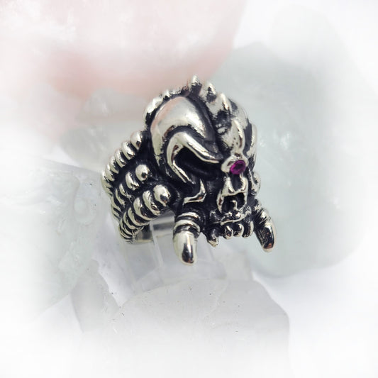 Alien Skull Sterling Silver Ring