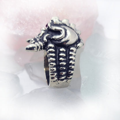 Alien Skull Sterling Silver Ring
