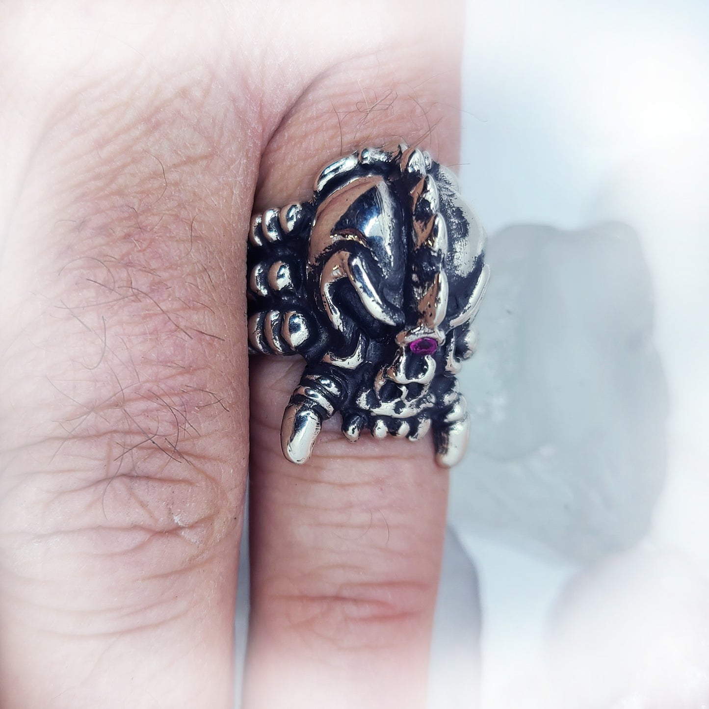 Alien Skull Sterling Silver Ring