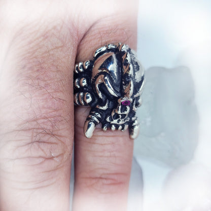 Alien Skull Sterling Silver Ring