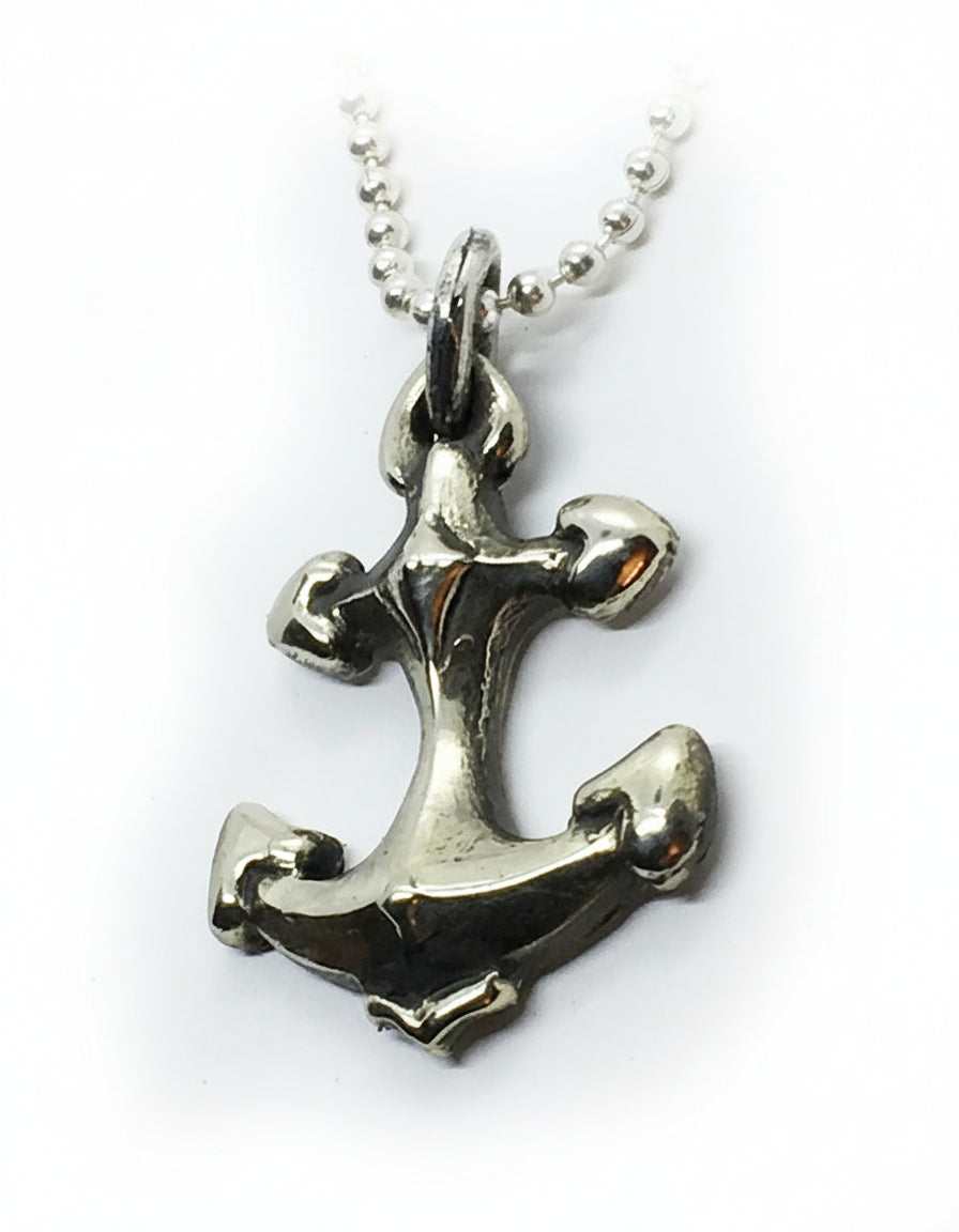Anchor With Hearts Lucky Silver Pendant