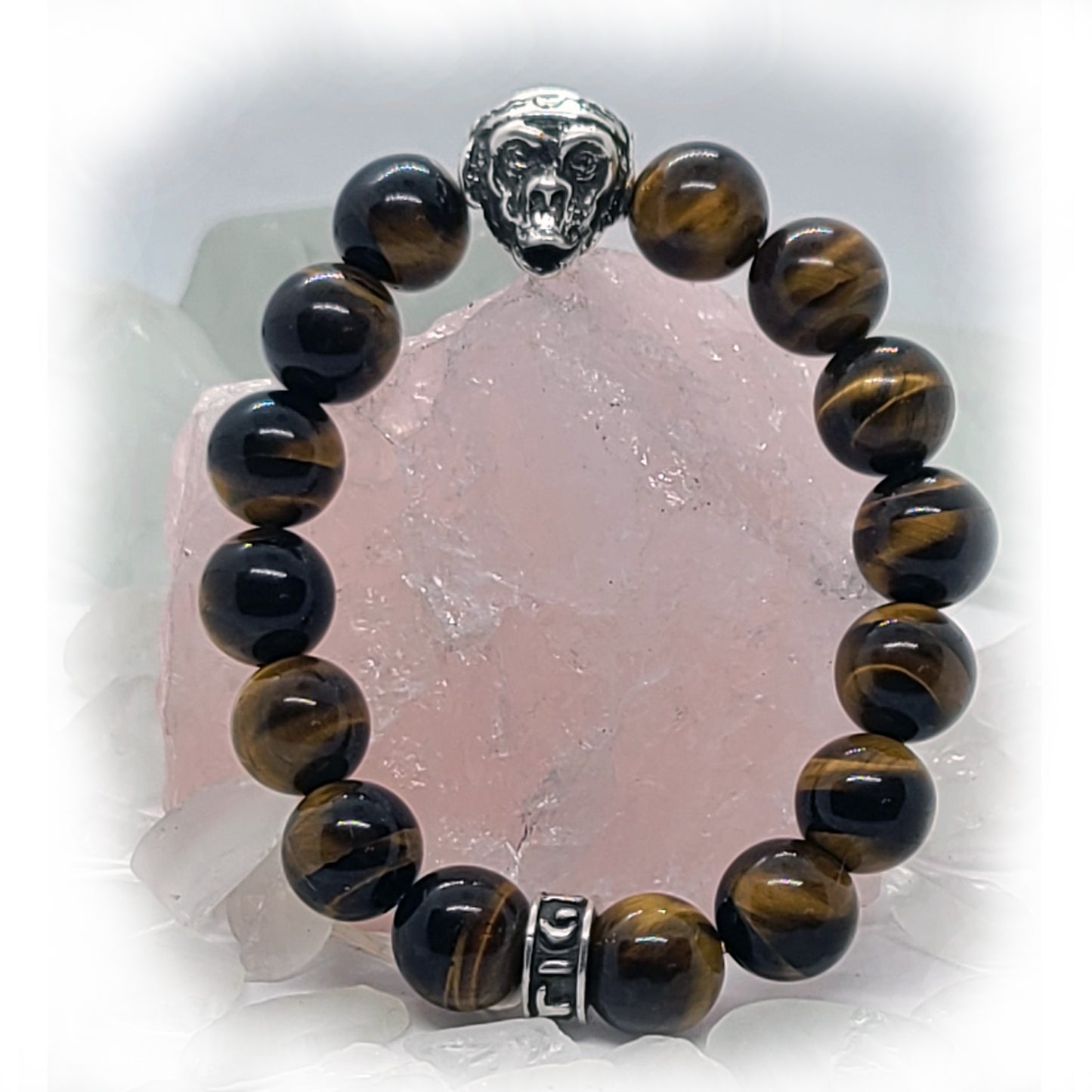 Chimpanzee Monkey with Tiger Eye Beads Bracelet