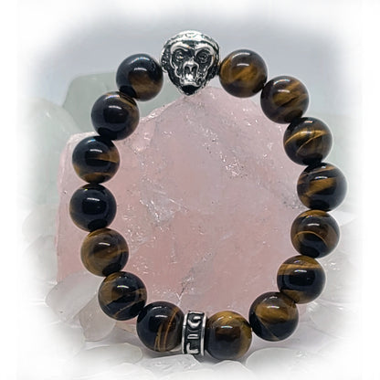 Chimpanzee Monkey with Tiger Eye Beads Bracelet