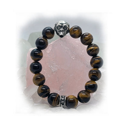 Chimpanzee Monkey with Tiger Eye Beads Bracelet