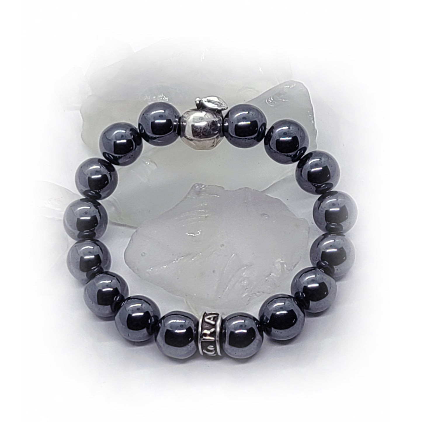 Apple Silver Bead with Hematite Beads Bracelet
