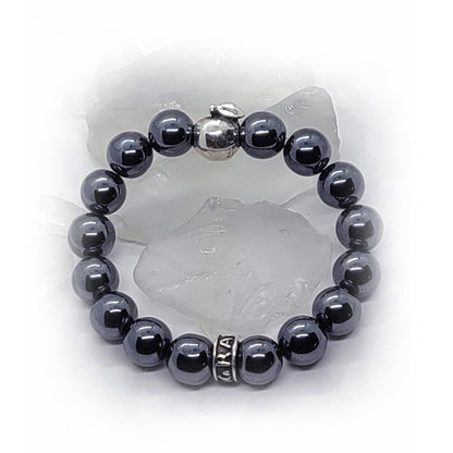 Apple Silver Bead with Hematite Beads Bracelet